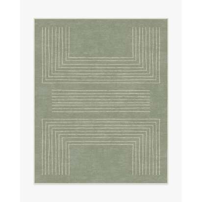 Valencia Sage Green Flatwoven Rug - 245 x 305 cm - Rug + Cushioned Pad System