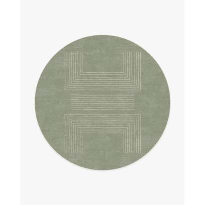Valencia Sage Green Flatwoven Rug - 245 Round cm - Rug + Cushioned Pad System