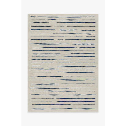 Talas Stripe Indigo Flatwoven Rug - 150 x 215 cm - Rug + Cushioned Pad System