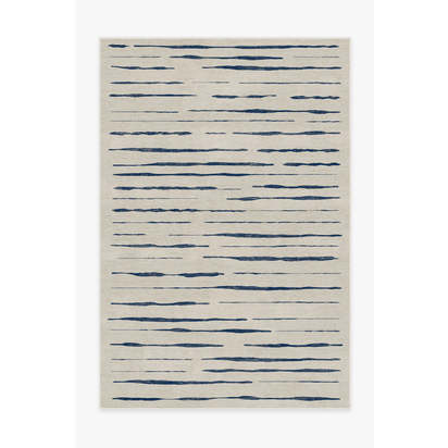 Talas Stripe Indigo Flatwoven Rug - 185 x 275 cm - Rug + Cushioned Pad System