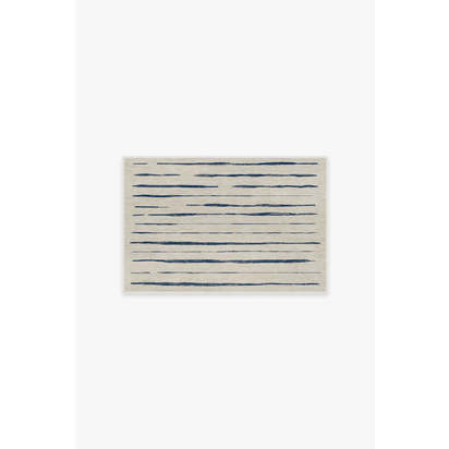 Talas Stripe Indigo Flatwoven Rug - 185 x 275 cm - Rug + Cushioned Pad System