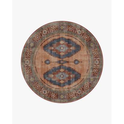 Marcela Copper Coral Flatwoven Rug - 245 Round cm - Rug + Cushioned Pad System