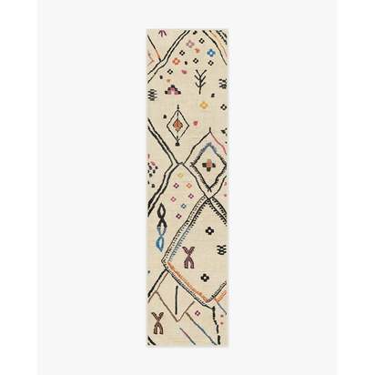 Pamir Ivory Multicolour Flatwoven Rug - 75 x 305 cm - Rug + Cushioned Pad System