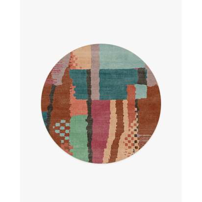 Enya Multicolour Flatwoven Rug - 185 Round cm - Rug + Cushioned Pad System