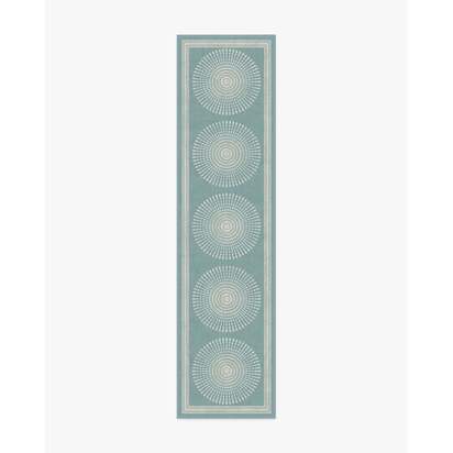 Santorini Blue Flatwoven Rug by Jonathan Adler - 75 x 305 cm - Rug + Cushioned Pad System