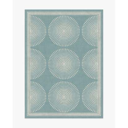 Santorini Blue Flatwoven Rug by Jonathan Adler - 150 x 215 cm - Rug + Cushioned Pad System