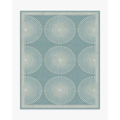 Santorini Blue Flatwoven Rug by Jonathan Adler - 245 x 305 cm - Rug + Cushioned Pad System