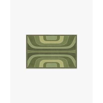 Paradox Green Flatwoven Rug by Jonathan Adler - 60 x 90 cm - Rug + Cushioned Pad System