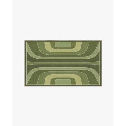 Paradox Green Flatwoven Rug by Jonathan Adler - 90 x 150 cm - Rug + Cushioned Pad System