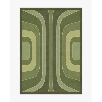 Paradox Green Flatwoven Rug by Jonathan Adler - 150 x 215 cm - Rug + Cushioned Pad System