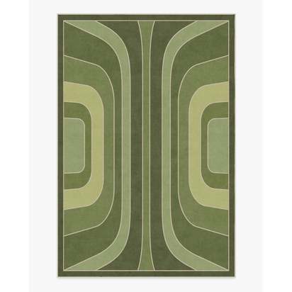 Paradox Green Flatwoven Rug by Jonathan Adler - 185 x 275 cm - Rug + Cushioned Pad System