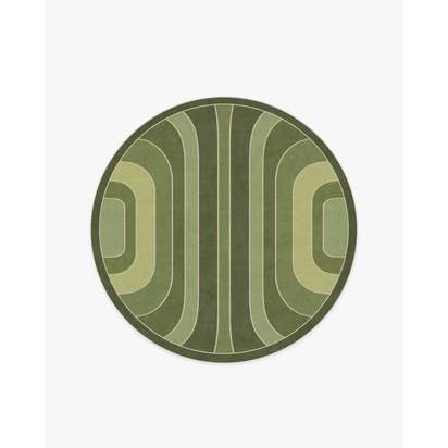 Paradox Green Flatwoven Rug by Jonathan Adler - 185 Round cm - Rug + Cushioned Pad System