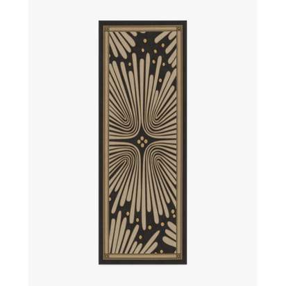 Gatsby Black & Gold Flatwoven Rug by Jonathan Adler - 75 x 215 cm - Rug + Cushioned Pad System