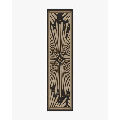 Gatsby Black & Gold Flatwoven Rug by Jonathan Adler - 75 x 305 cm - Rug + Cushioned Pad System