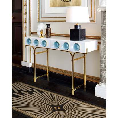Gatsby Black & Gold Flatwoven Rug by Jonathan Adler - 120 x 185 cm - Rug + Cushioned Pad System