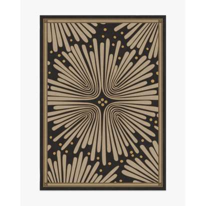 Gatsby Black & Gold Flatwoven Rug by Jonathan Adler - 150 x 215 cm - Rug + Cushioned Pad System