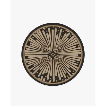 Gatsby Black & Gold Flatwoven Rug by Jonathan Adler - 185 Round cm - Rug + Cushioned Pad System