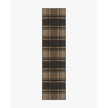 Easton Plaid Charcoal & Natural Flatwoven Rug - 75 x 305 cm - Rug + Cushioned Pad System