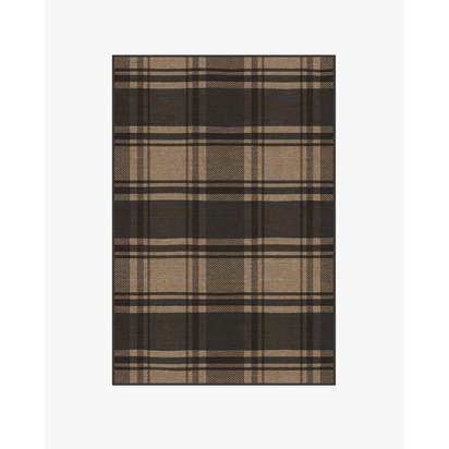 Easton Plaid Charcoal & Natural Flatwoven Rug - 120 x 185 cm - Rug + Cushioned Pad System