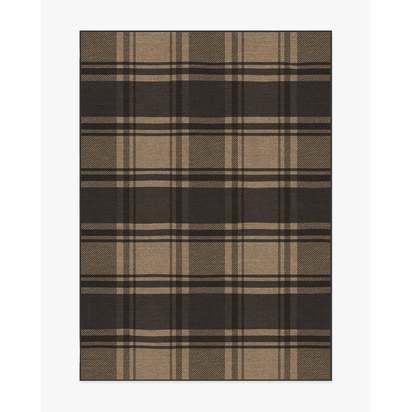 Easton Plaid Charcoal & Natural Flatwoven Rug - 150 x 215 cm - Rug + Cushioned Pad System