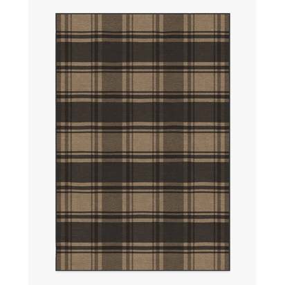 Easton Plaid Charcoal & Natural Flatwoven Rug - 185 x 275 cm - Rug + Cushioned Pad System
