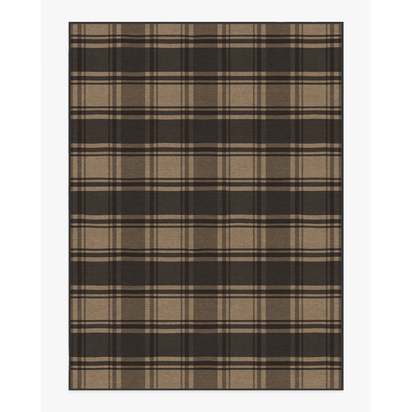 Easton Plaid Charcoal & Natural Flatwoven Rug - 275 x 365 cm - Rug + Cushioned Pad System