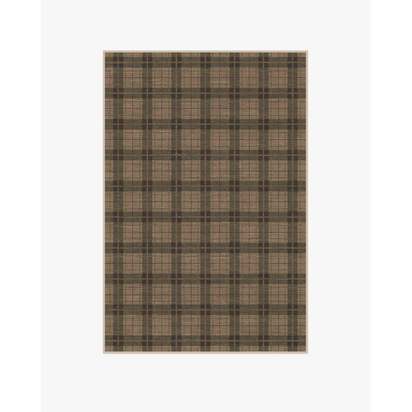Alfie Plaid Natural & Green Flatwoven Rug - 120 x 185 cm - Rug + Cushioned Pad System