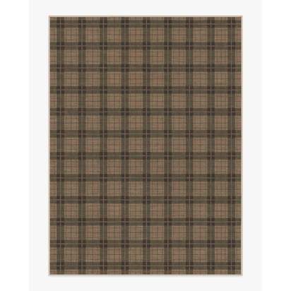 Alfie Plaid Natural & Green Flatwoven Rug - 275 x 365 cm - Rug + Cushioned Pad System