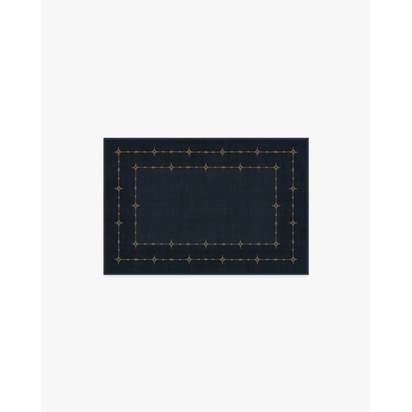 Sparkle Border Dark Navy Flatwoven Rug - 60 x 90 cm - Rug + Cushioned Pad System