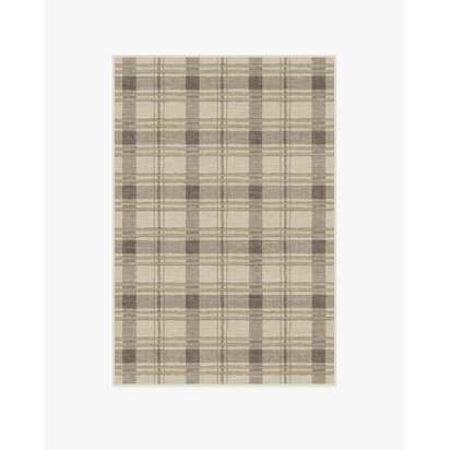Piper Plaid Neutral Flatwoven Rug - 120 x 185 cm - Rug + Cushioned Pad System