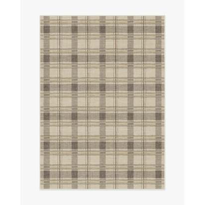 Piper Plaid Neutral Flatwoven Rug - 150 x 215 cm - Rug + Cushioned Pad System