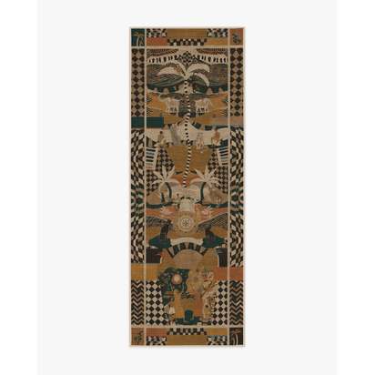 La Joie Natural Multicolour Flatwoven Rug by Architectural Digest - 75 x 215 cm - Rug + Cushioned Pad System