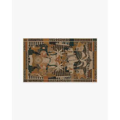 La Joie Natural Multicolour Flatwoven Rug by Architectural Digest - 90 x 150 cm - Rug + Cushioned Pad System