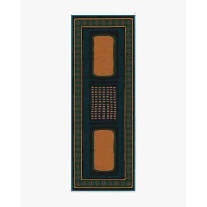 Nerissa Teal & Gold Flatwoven Rug by Architectural Digest - 75 x 215 cm - Rug + Cushioned Pad System