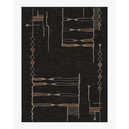 Nisa Ink Black Flatwoven Rug by Architectural Digest - 275 x 365 cm - Rug + Cushioned Pad System