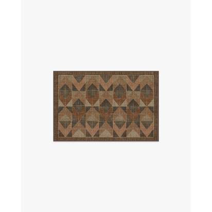 Ember Copper & Brown Flatwoven Rug - 60 x 90 cm - Rug + Cushioned Pad System