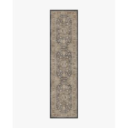 Zahra Ink & Vintage Citrone Flatwoven Rug - 75 x 305 cm - Rug + Cushioned Pad System