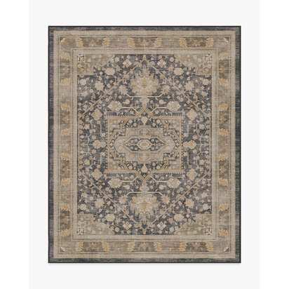 Zahra Ink & Vintage Citrone Flatwoven Rug - 245 x 305 cm - Rug + Cushioned Pad System