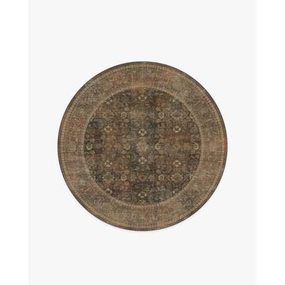 Ophelia Bronze Multicolour Flatwoven Rug - 185 Round cm - Rug + Cushioned Pad System