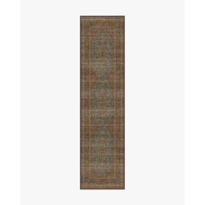 Rowan Teal Blue & Copper Flatwoven Rug - 75 x 305 cm - Rug + Cushioned Pad System