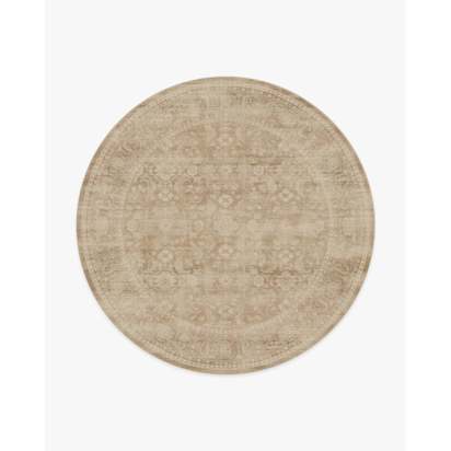 Ophelia Warm Natural Flatwoven Rug - 245 Round cm - Rug + Cushioned Pad System