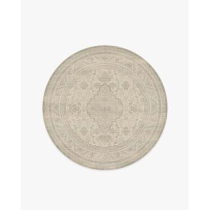 Rowan Soft Grey & Ivory Flatwoven Rug - 185 Round cm - Rug + Cushioned Pad System