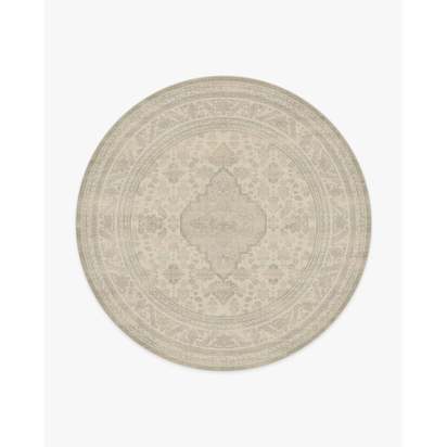 Rowan Soft Grey & Ivory Flatwoven Rug - 245 Round cm - Rug + Cushioned Pad System