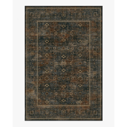 Ophelia Navy & Redwood Flatwoven Rug - 185 x 275 cm - Rug + Cushioned Pad System
