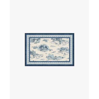 Provence Toile Delft Blue Flatwoven Rug - 60 x 90 cm - Rug + Cushioned Pad System