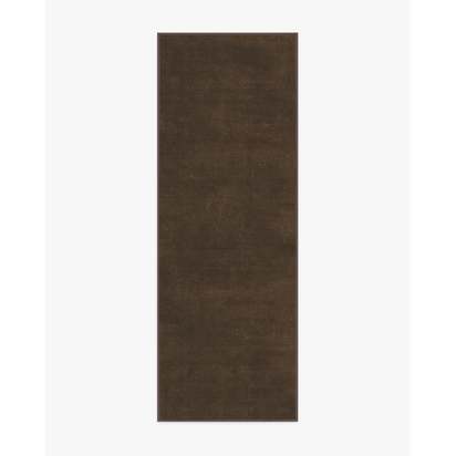 Nico Solid Dark Wood Flatwoven Rug - 75 x 215 cm - Rug + Cushioned Pad System