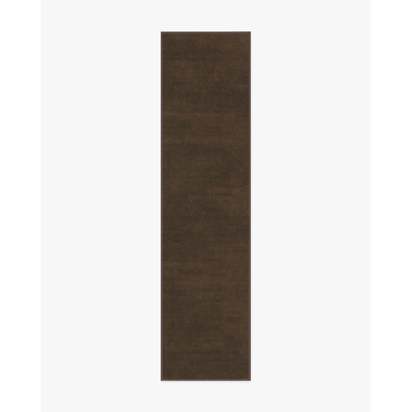 Nico Solid Dark Wood Flatwoven Rug - 75 x 305 cm - Rug + Cushioned Pad System