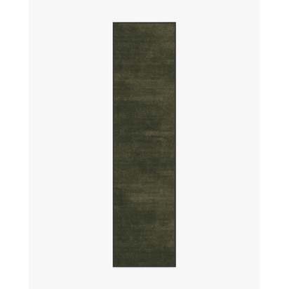 Nico Solid Olive Flatwoven Rug - 75 x 305 cm - Rug + Cushioned Pad System