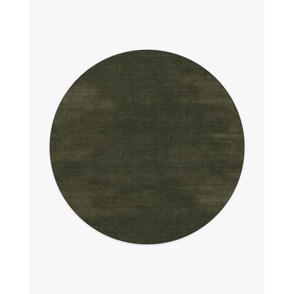 Nico Solid Olive Flatwoven Rug - 245 Round cm - Rug + Cushioned Pad System