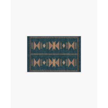 Lark Blue & Rose Flatwoven Rug - 60 x 90 cm - Rug + Cushioned Pad System
